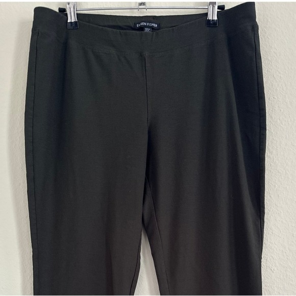 Eileen Fisher Washable Stretch Crepe Olive Green Pull On Ankle Pants M Stretch - Picture 3 of 10
